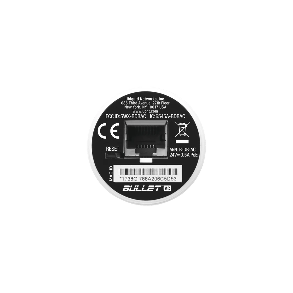 RADIO DOBLE BANDA BULLET AIRMAX AC HASTA 160 MBPS EN 2.4 GHZ (2412-2472 MHZ) O 300 MBPS EN 5 GHZ (5150-5875 MHZ)-Enlaces PtP y PtMP-UBIQUITI-Bsai Seguridad & Controles