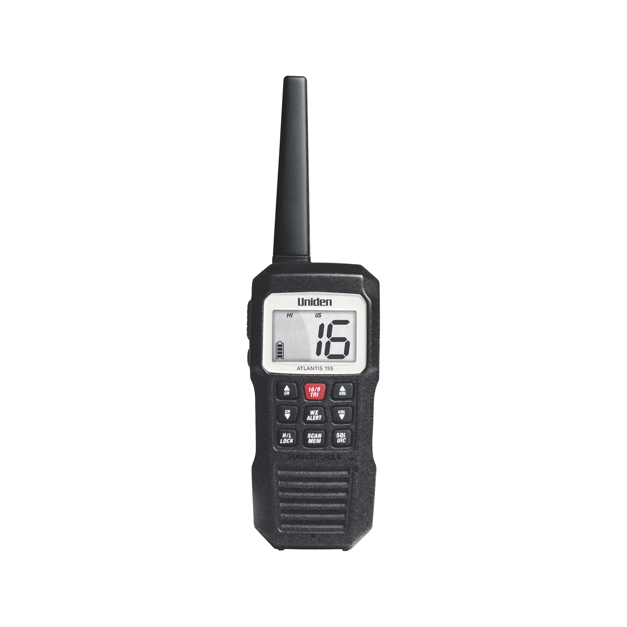 RADIO MARINO PORTÁTIL VHF, FLOTANTE Y SUMERGIBLE, RX: 156.050-163.275MHZ TX: 156.025-157.425MHZ, CUMPLE CON LOS CANALES MARINOS INTERNACIONALES, DE EUA Y CANADÁ-Radios Marinos-UNIDEN-Bsai Seguridad & Controles