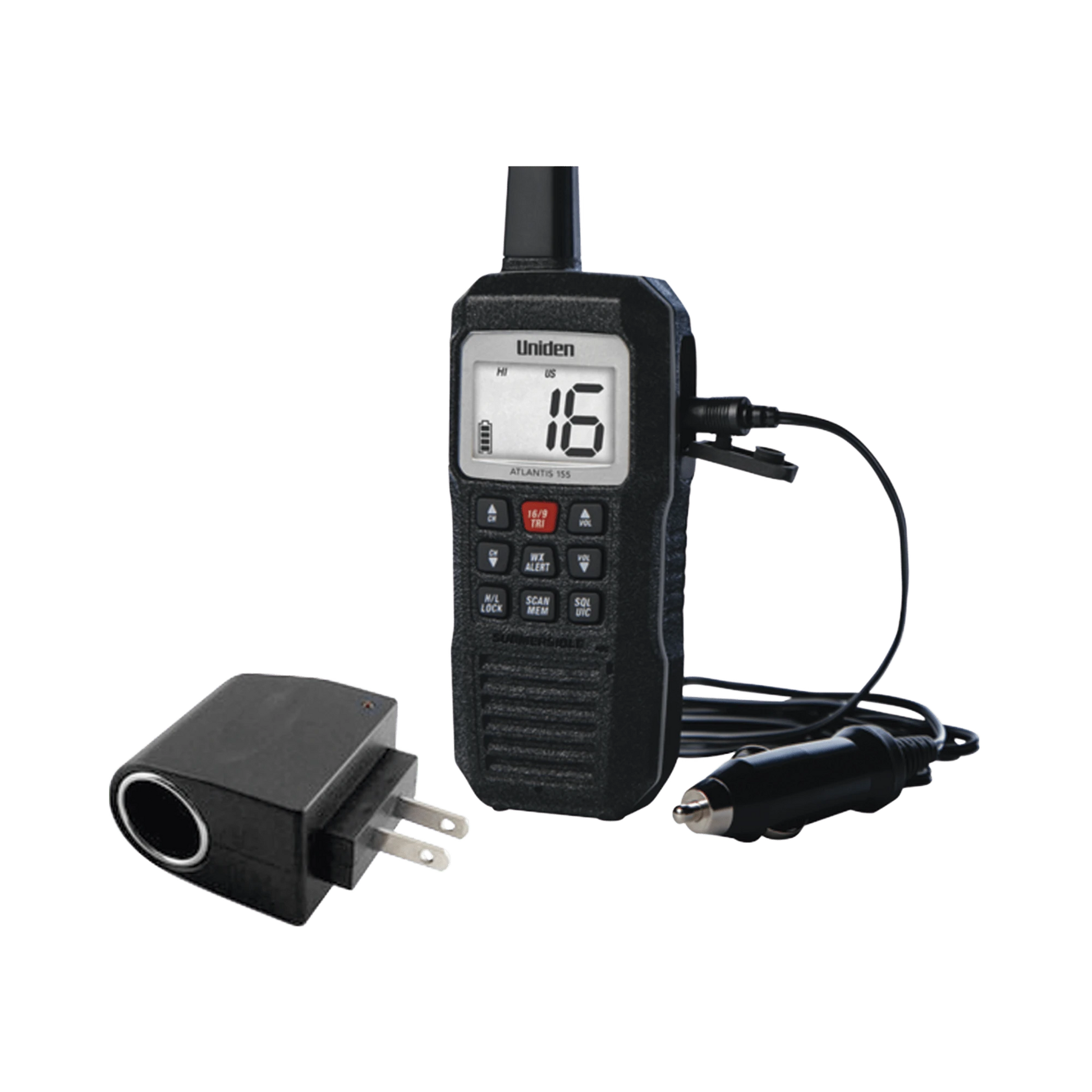 RADIO MARINO PORTÁTIL VHF, FLOTANTE Y SUMERGIBLE, RX: 156.050-163.275MHZ TX: 156.025-157.425MHZ, CUMPLE CON LOS CANALES MARINOS INTERNACIONALES, DE EUA Y CANADÁ-Radios Marinos-UNIDEN-Bsai Seguridad & Controles