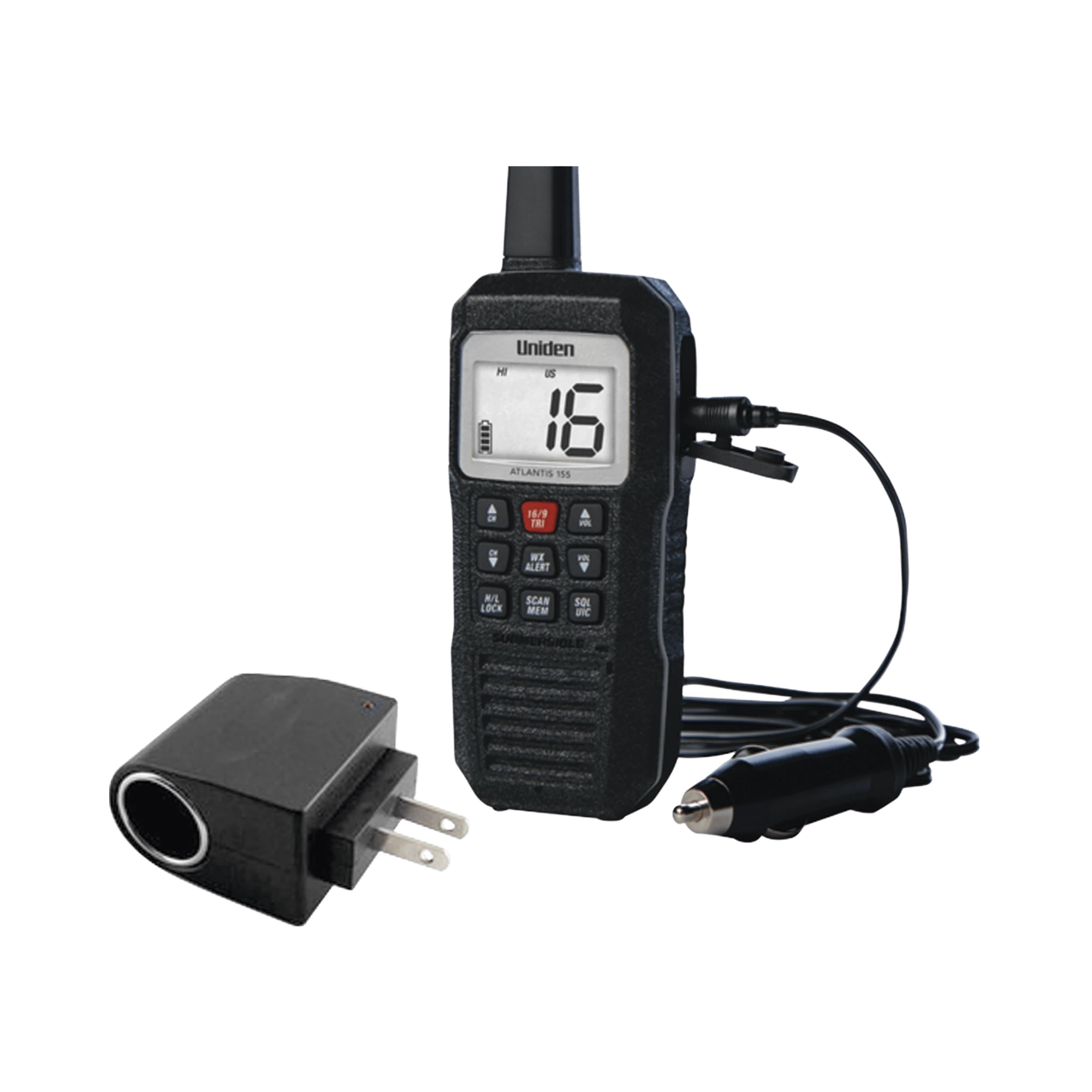 RADIO MARINO PORTÁTIL VHF, FLOTANTE Y SUMERGIBLE, RX: 156.050-163.275MHZ TX: 156.025-157.425MHZ, CUMPLE CON LOS CANALES MARINOS INTERNACIONALES, DE EUA Y CANADÁ-Radios Marinos-UNIDEN-Bsai Seguridad & Controles