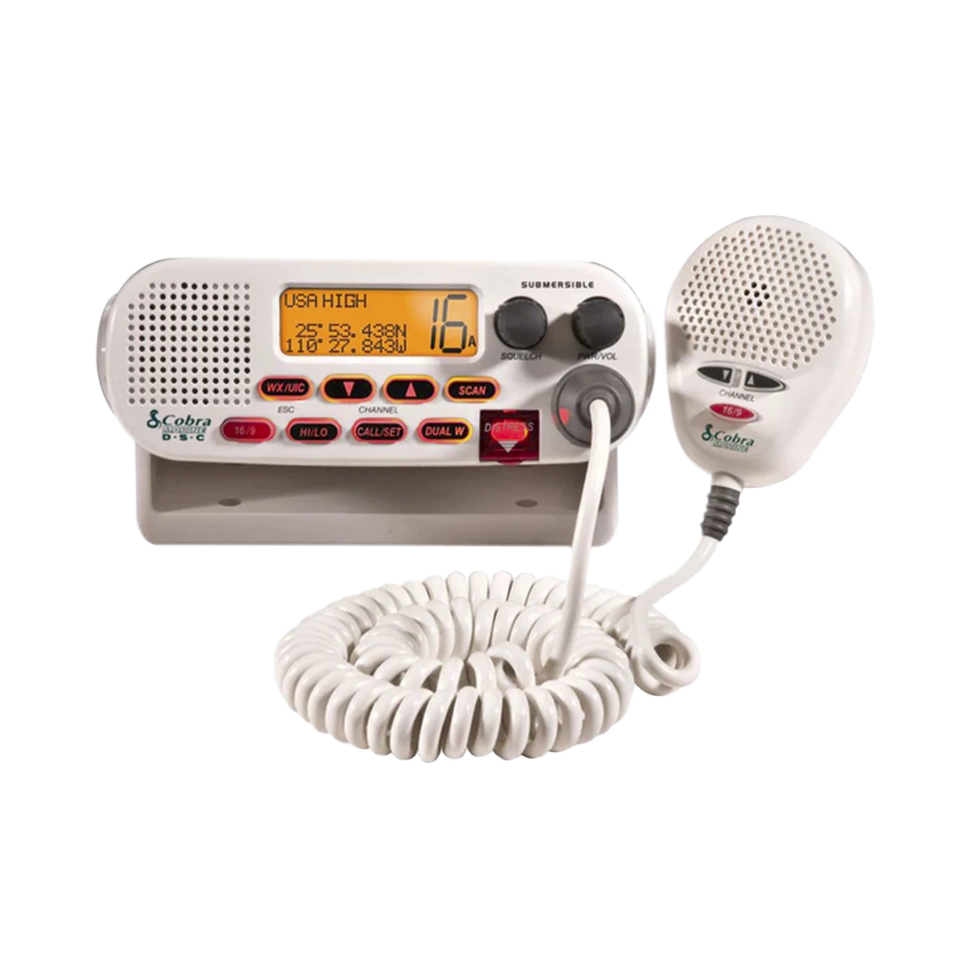 RADIO MÓVIL MARINO VHF CLASE D CON CANALES INTERNACIONALES, DE CANADÁ Y ESTADOS UNIDOS-Radios Marinos-COBRA-Bsai Seguridad & Controles