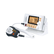 RADIO MÓVIL MARINO VHF, COLOR BLANCO CON RECEPTOR DE GPS INTEGRADO, TX: 156.025 - 157.425 MHZ, RX: 156.050 - 163.275 MHZ, 25W DE POTENCIA, SUMERGIBLE IPX8 INCLUYE MICRÓFONO Y CABLE DE ALIMENTACIÓN-Radios Marinos-UNIDEN-Bsai Seguridad & Controles