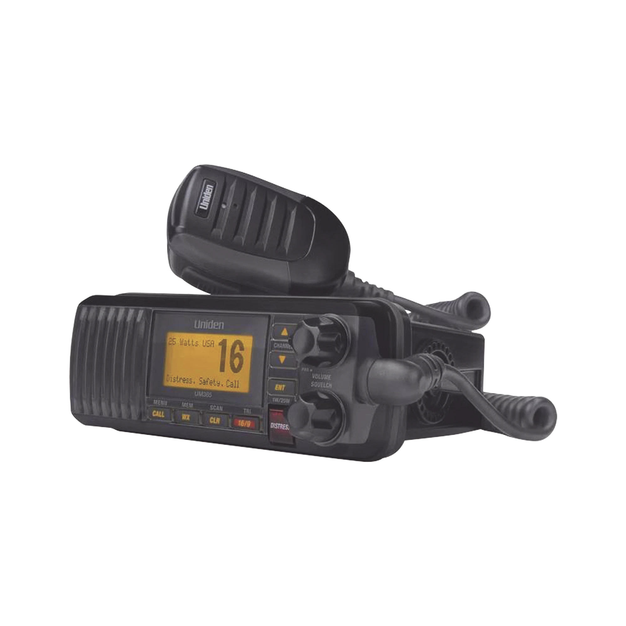 RADIO MÓVIL MARINO VHF, COLOR NEGRO, 25 W DE POTENCIA, SUMERGIBLE IPX4, RANGO DE FRECUENCIA.: TX: 156.025-157.425 MHZ, RX: 156.050-163.275 MHZ. INCLUYE MICRÓFONO Y CABLE DE ALIMENTACIÓN-Radios Marinos-UNIDEN-Bsai Seguridad & Controles