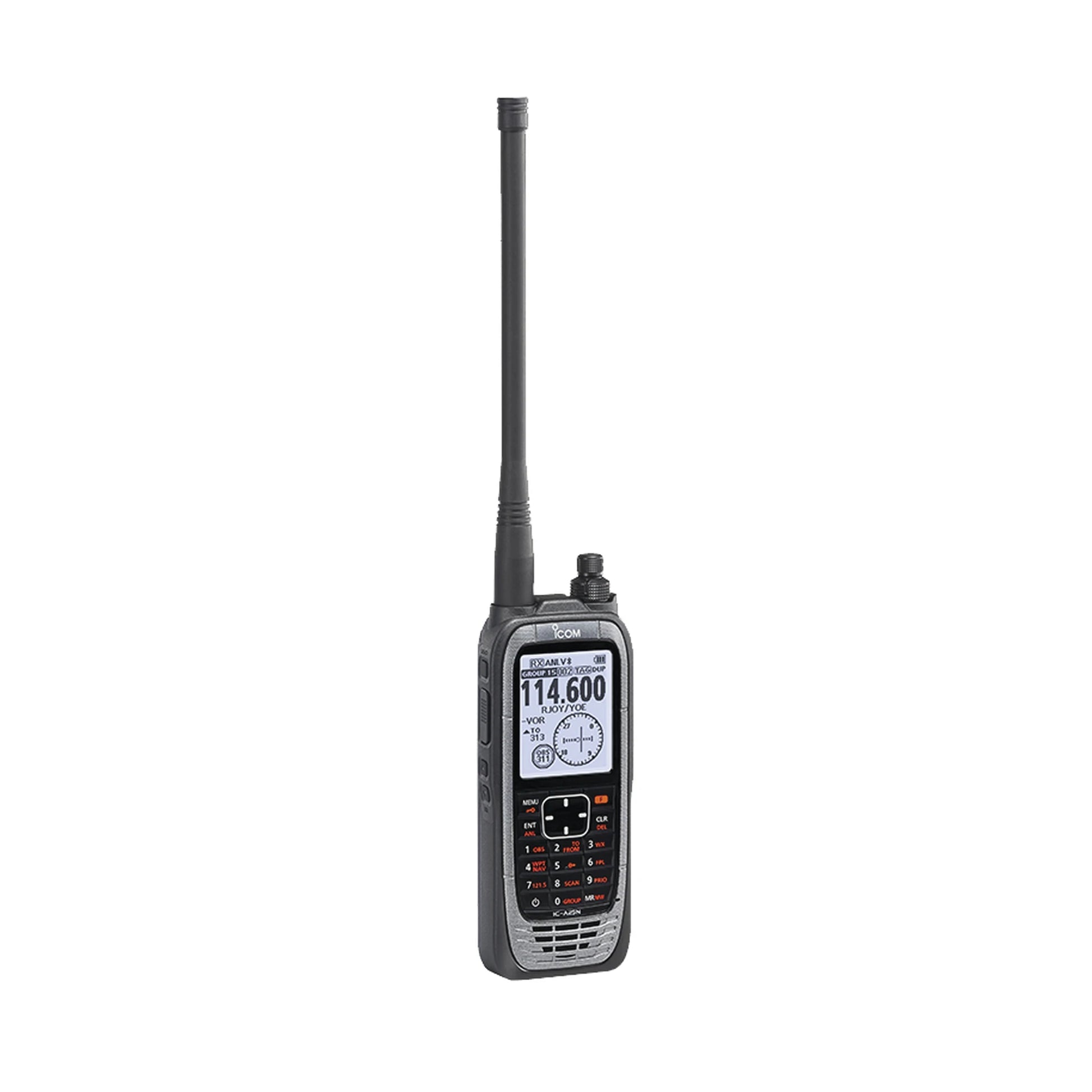 RADIO PORTÁTIL AÉREO VHF CON DISPLAY DE 2.3 PULGADAS Y TECLADO, 6W (PEP) DE POTENCIA, NAVEGACIÓN, BLUETOOTH Y GPS, BATERÍA, CARGADOR, ANTENA Y CLIP INCLUIDOS-Radios ICOM Aéreos-ICOM-IC-A25N-Bsai Seguridad & Controles