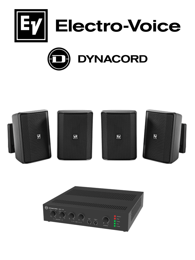 BOSCH ELECTROVOICE M_KITU602EVIDS - KIT DE AUDIO / AMPLIFICADOR MIXER 60W / 4 ALTAVOCES EVID-S 15W NEGRAS