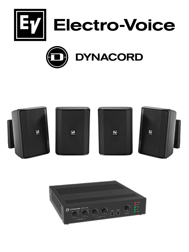 BOSCH ELECTROVOICE M_KITU1202EVIDS - KIT DE AUDIO / AMPLIFICADOR MIXER 120W / 4 ALTAVOCES EVID-S 15W NEGRAS