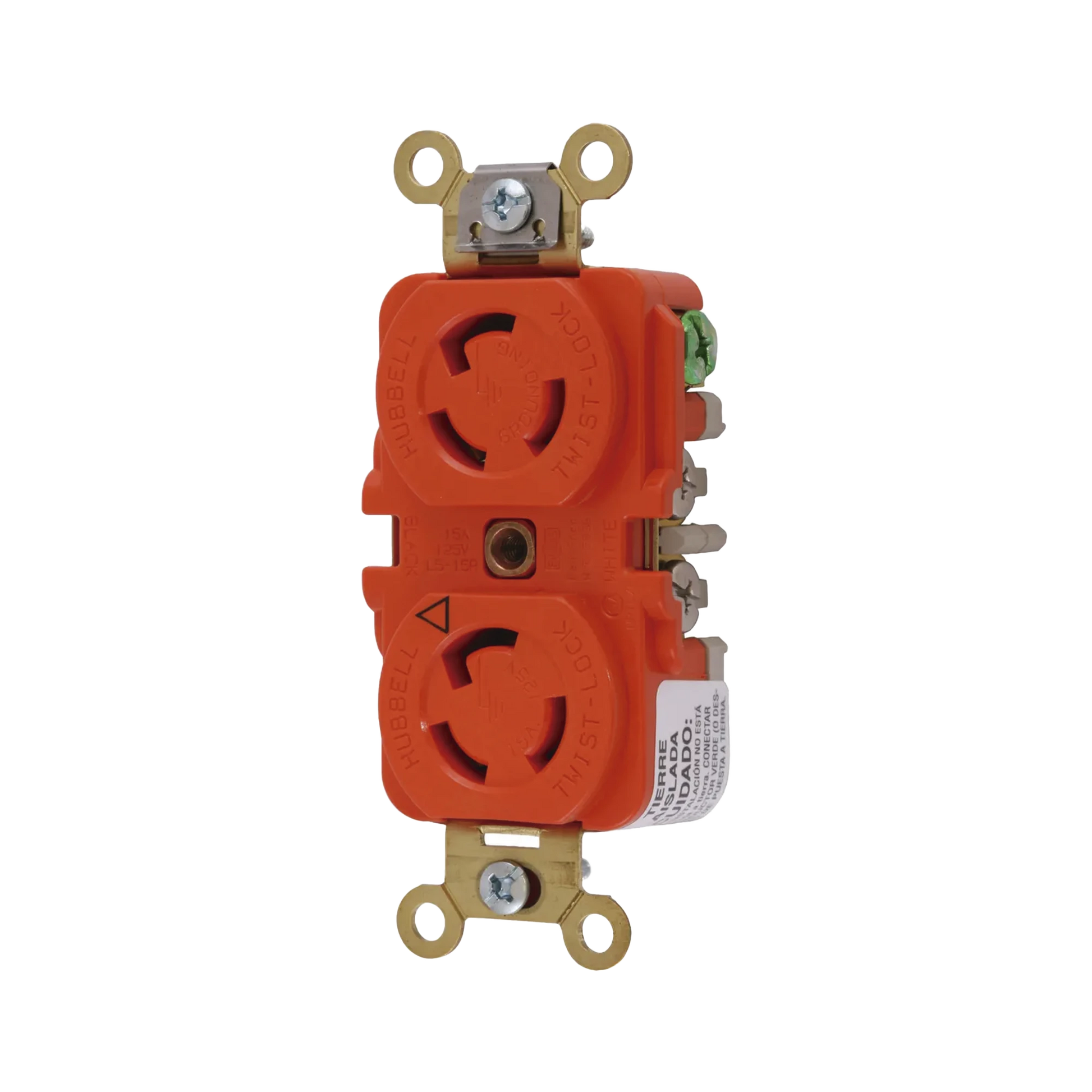RECEPTÁCULO DUPLEX DE MEDIA VUELTA/ 15 A 125 V CA / 2 POLOS 3 HILOS / NEMA L5-15R.-Cables y Conectores-HUBBELL-Bsai Seguridad & Controles
