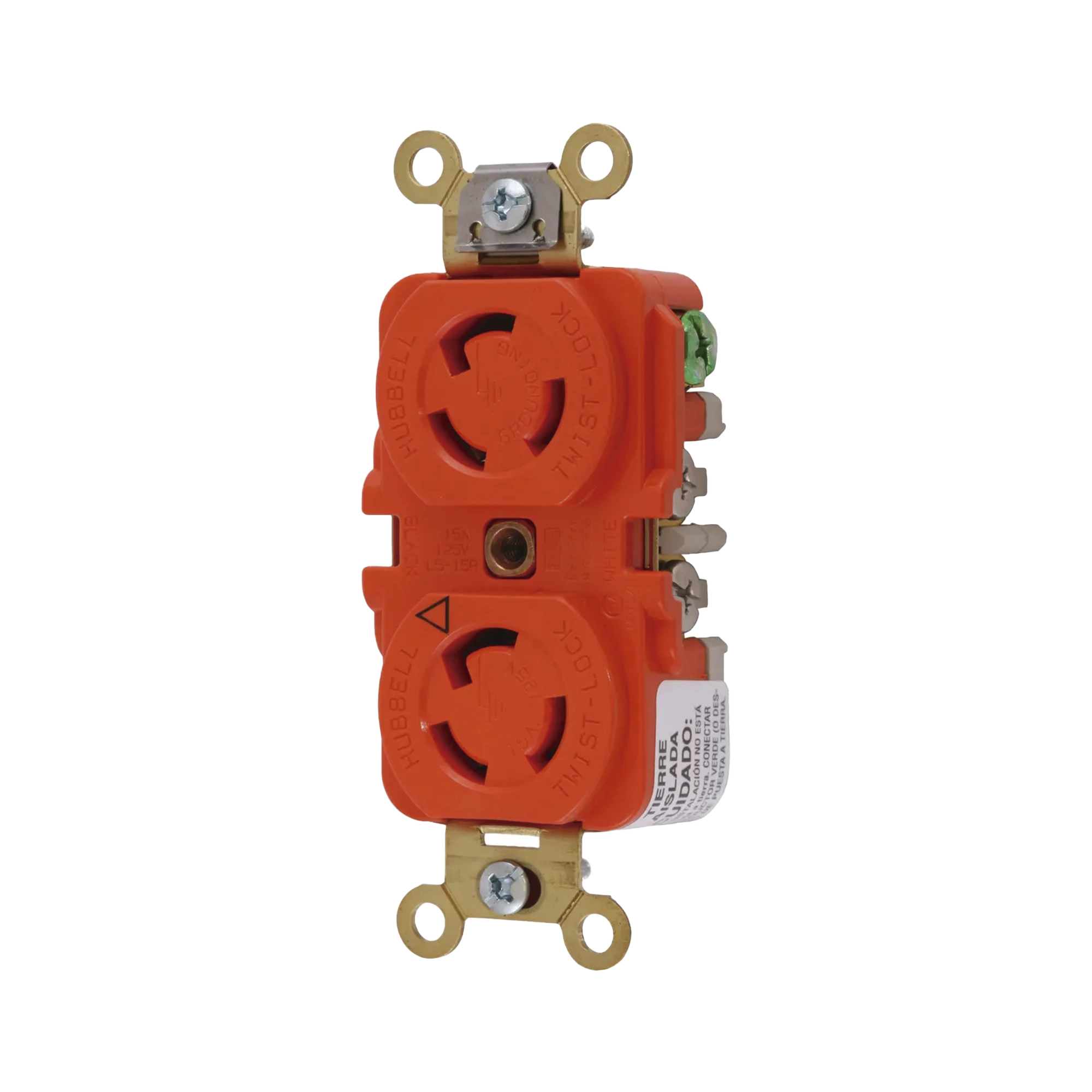 RECEPTÁCULO DUPLEX DE MEDIA VUELTA/ 15 A 125 V CA / 2 POLOS 3 HILOS / NEMA L5-15R.-Cables y Conectores-HUBBELL-Bsai Seguridad & Controles