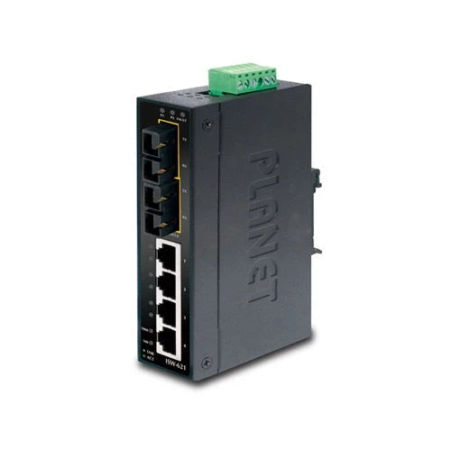 SWITCH INDUSTRIAL ADMINISTRABLE / PLANET ISW-621 / 4 PUERTOS RJ45 CON VELOCIDADES DE 10/100 MBPS / 2 PUERTOS FX 100/1000 MBPS / 0,89 MPPS/ 12 ~ 48V CC / 12W DE CONSUMO / MONTAJE EN PARED / RECINTO DE METAL-Switches-PLANET-Bsai Seguridad & Controles