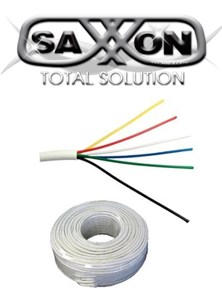 SAXXON OWAC6100J - CABLE DE ALARMA / 6 CONDUCTORES / CCA/ CALIBRE 22 AWG / 100 METROS / RECOMENDABLE PARA CONTROL DE ACCESO / VIDEOPORTERO / AUDIO / REFORZADO-Cables para Alarmas-SAXXON-Bsai Seguridad & Controles