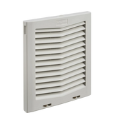 REJILLA DE ESCAPE PARA VENTILADOR CON FILTRO HG, PROTECCIÓN IP54, COMPATIBLE CON VENTILADORES HF10 DE 10 IN, DE PLÁSTICO, COLOR GRIS CLARO-Racks y Gabinetes-HOFFMAN-HG1000404-Bsai Seguridad & Controles