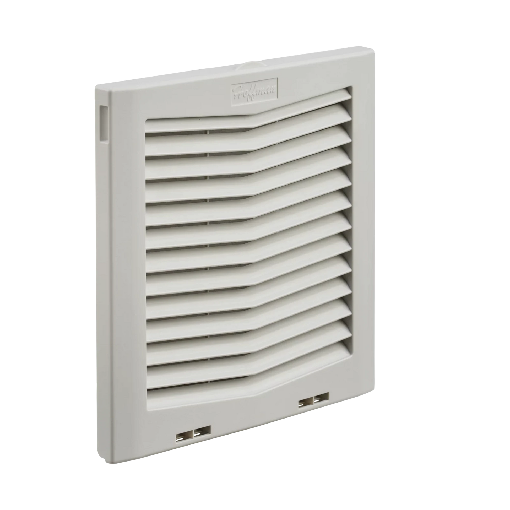 REJILLA DE ESCAPE PARA VENTILADOR CON FILTRO HG, PROTECCIÓN IP54, COMPATIBLE CON VENTILADORES HF10 DE 10 IN, DE PLÁSTICO, COLOR GRIS CLARO-Racks y Gabinetes-HOFFMAN-HG1000404-Bsai Seguridad & Controles