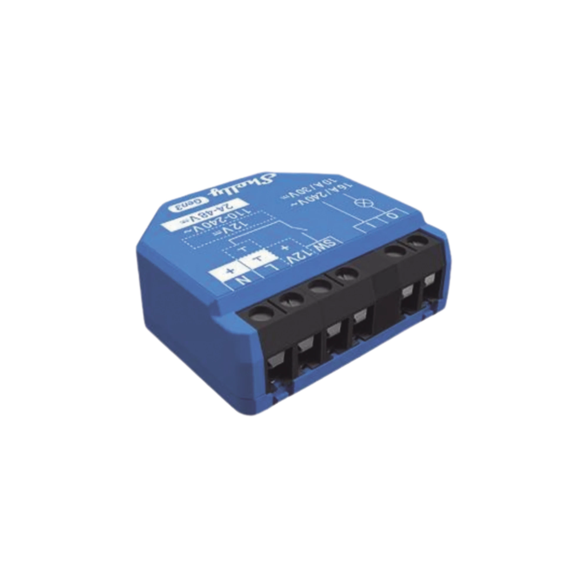 RELEVADOR INALÁMBRICO INTELIGENTE 16A, 110-230 V, 1 SALIDA DE CONTACTO SECO, COMPATIBLE CON ASISTENTE DE VOZ ALEXA, GOOGLE HOME-Iluminación-SHELLY-Bsai Seguridad & Controles