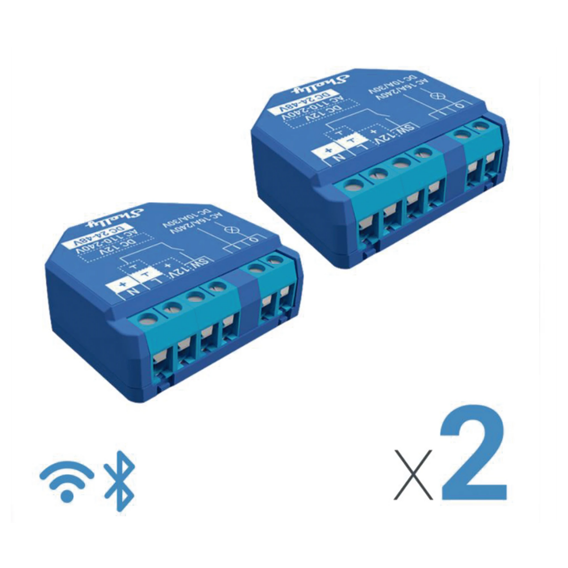 RELEVADOR INALÁMBRICO (PAR 2 PIEZAS EN LA CAJA) INTELIGENTE 16A, 110-230 V, COMPATIBLE CON ASISTENTE DE VOZ ALEXA, GOOGLE HOME-Automatización - Casa Inteligente-SHELLY-Bsai Seguridad & Controles
