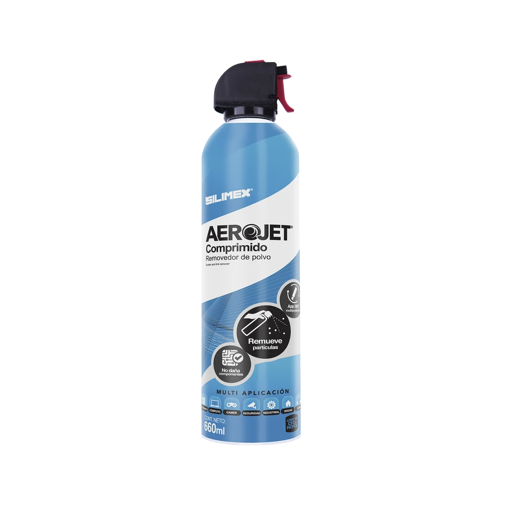 REMOVEDOR DE POLVO Y RESIDUOS (AIRE COMPRIMIDO) PARA LIMPIEZA DE EQUIPOS ELECTRÓNICOS, VÁLVULA ANTI-ESTALLAMIENTO 660 ML-Controles de Acceso-SILIMEX-Bsai Seguridad & Controles