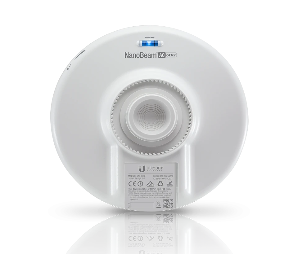 UBIQUITI NANOBEAM AC NBE5ACGEN2 - RADIO CON ANTENA INTEGRADA AIRMAX AC GEN2 5.8GHZ / EXTERIOR / MIMO / ANTENA 19 DBI / 26 DBM / RENDIMIENTO HASTA 450 MBPS-Banda 5.8 GHz-UBIQUITI-Bsai Seguridad & Controles