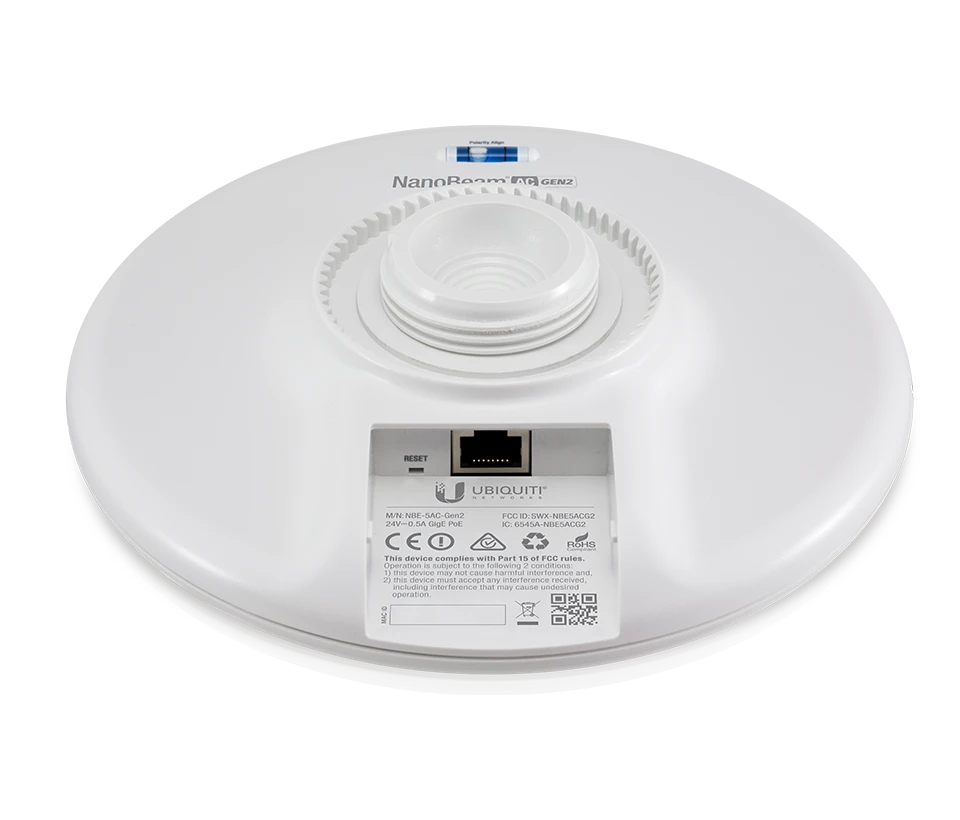 UBIQUITI NANOBEAM AC NBE5ACGEN2 - RADIO CON ANTENA INTEGRADA AIRMAX AC GEN2 5.8GHZ / EXTERIOR / MIMO / ANTENA 19 DBI / 26 DBM / RENDIMIENTO HASTA 450 MBPS-Banda 5.8 GHz-UBIQUITI-Bsai Seguridad & Controles