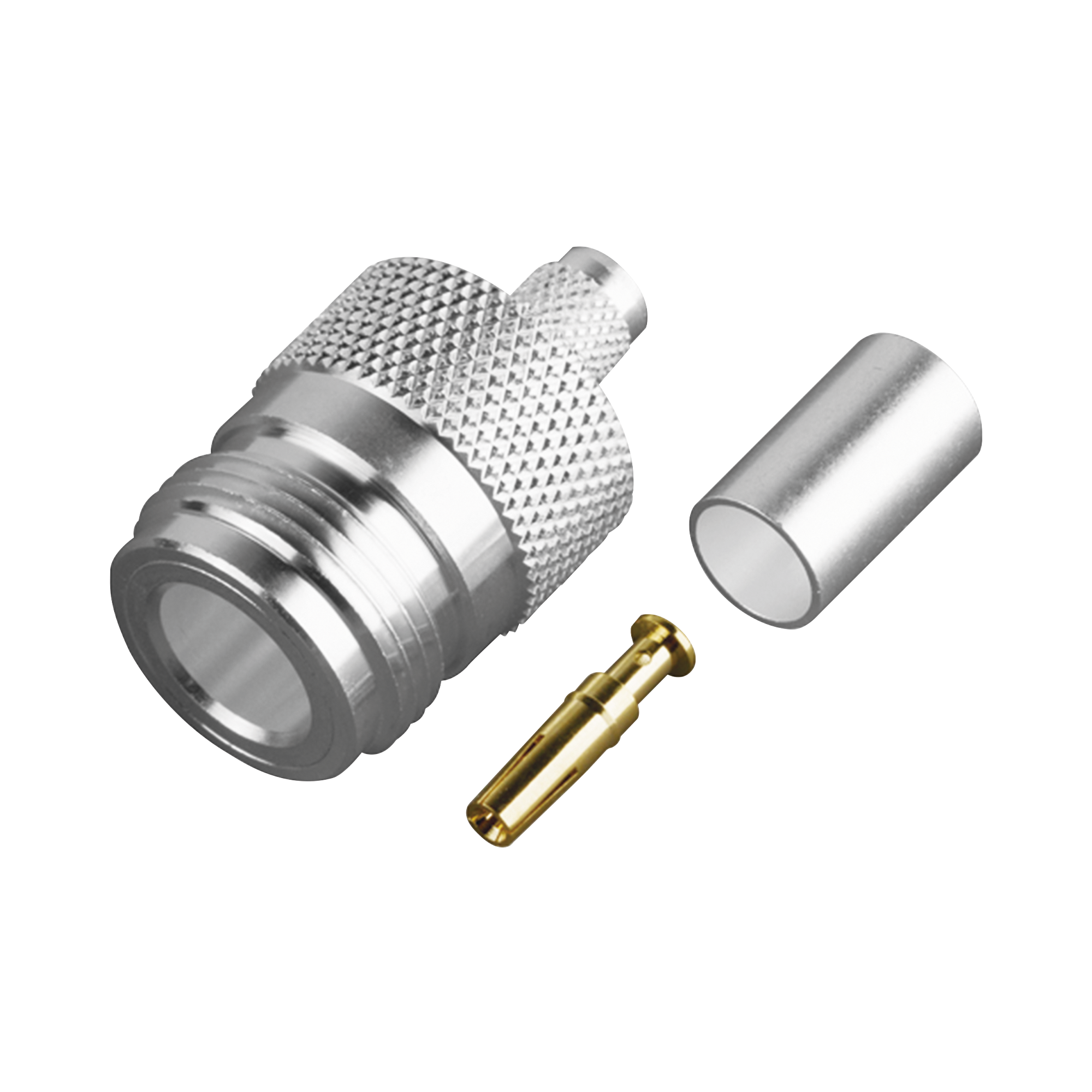 CONECTOR N HEMBRA DE ANILLO PLEGABLE PARA CABLE PROFLEX Ó GRUPO P, PLATA/ ORO/ TEFLÓN.