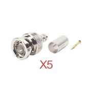 KIT DE 5 CONECTORES BNC MACHO RFB-1707-D DE ANILLO PLEGABLE / RG-59, 75 OHM.-Conectores-RF INDUSTRIES,LTD-Bsai Seguridad & Controles