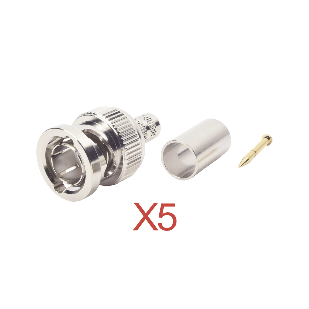 KIT DE 5 CONECTORES BNC MACHO RFB-1707-D DE ANILLO PLEGABLE / RG-59, 75 OHM.-Conectores-RF INDUSTRIES,LTD-Bsai Seguridad & Controles