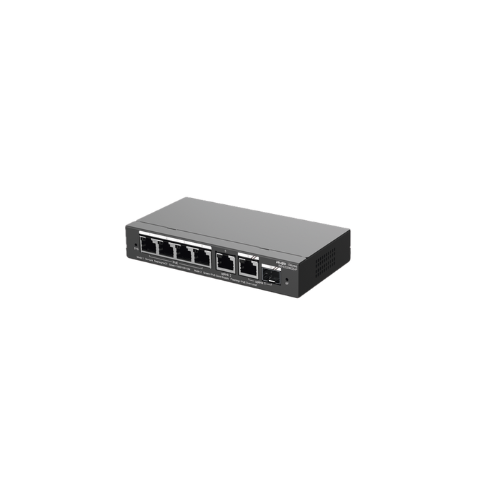 SWITCH ADMINISTRABLE CON 4 PUERTOS GIGABIT POE, 2 UPLINK GIGABIT Y 1 UPLINK GIGABIT PARA FIBRA SFP EN COMBO, GESTIÓN GRATUITA DESDE LA NUBE-Networking-RUIJIE-RG-ES206GS-P-Bsai Seguridad & Controles