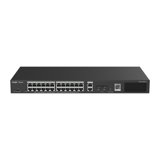 SWITCH SMART POE CON 24 PUERTOS GIGABIT POE 802.3AF/AT + 2 SFP PARA FIBRA 1GB, GESTIÓN GRATUITA DESDE LA NUBE, 370W-Networking-RUIJIE-RG-ES228GS-P-Bsai Seguridad & Controles