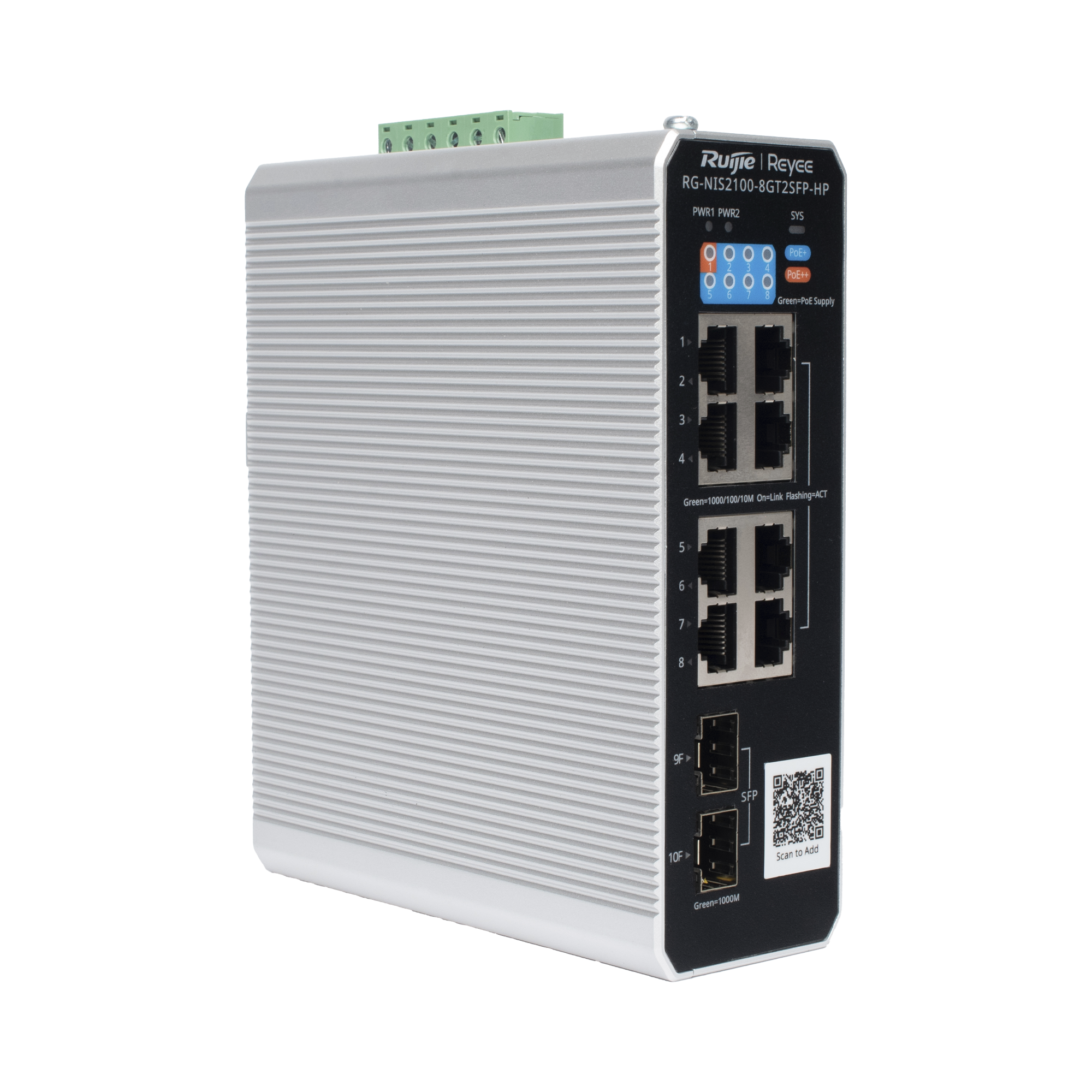 SWITCH INDUSTRIAL POE+ HASTA 300 WATTS , IDEAL PARA TEMPERATURAS EXTREMAS Y PROTECCIÓN CONTRA DESCARGAS, 1 PUERTO POE++ 60W Y 7 PUERTOS POE+ 30W, 2 SFP UPLINK