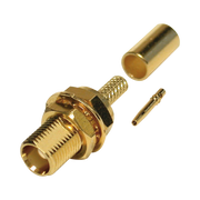 CONECTOR MCX HEMBRA PARA PANEL TRASERO D-PLANO, DE ANILLO PLEGABLE PARA RG-316/U, GRUPO B, ORO/ ORO/ TEFLÓN.