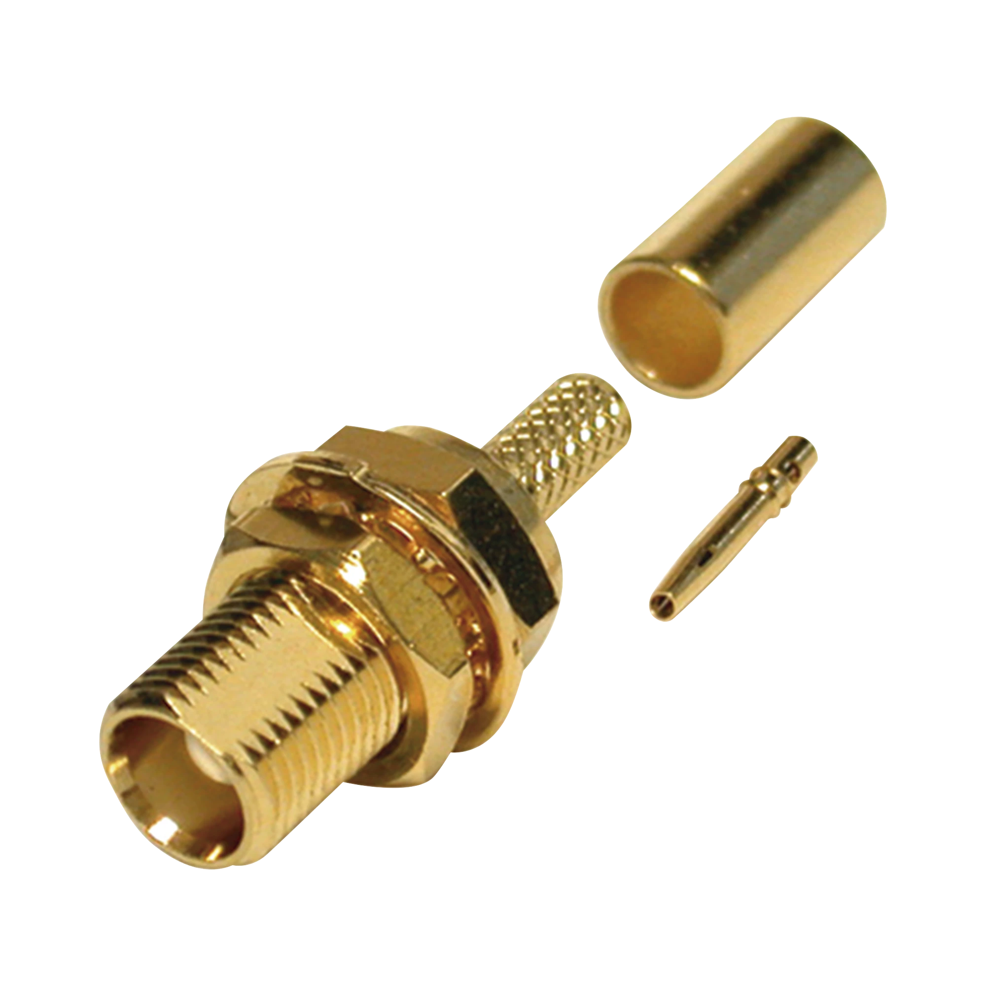 CONECTOR MCX HEMBRA PARA PANEL TRASERO D-PLANO, DE ANILLO PLEGABLE PARA RG-316/U, GRUPO B, ORO/ ORO/ TEFLÓN.