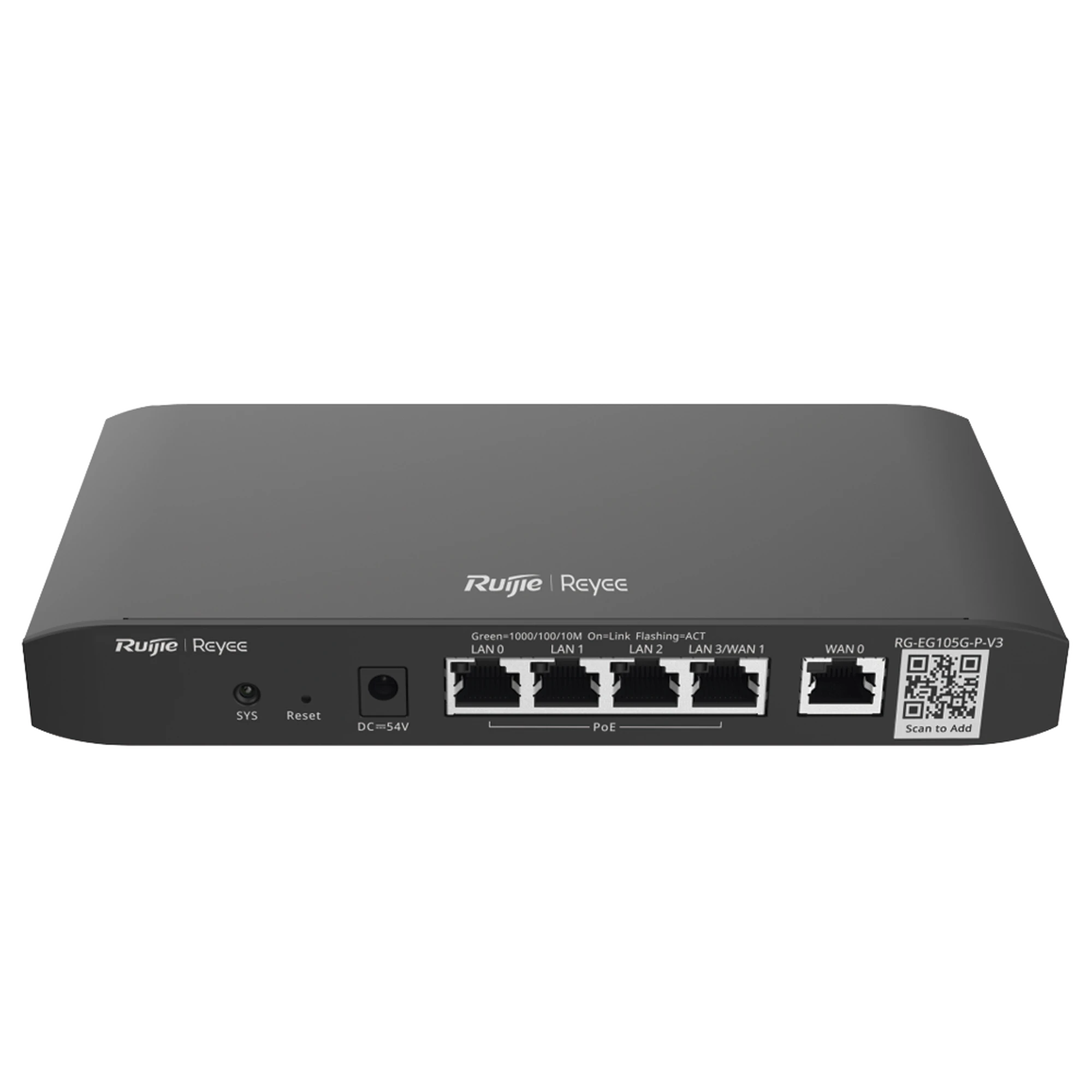 ROUTER BALANCEADOR ADMINISTRABLE CLOUD CON 3 PUERTOS LAN GIGABIT, 1 PUERTO WAN GIGABIT Y 1 PUERTO LAN/WAN GIGABIT CONFIGURABLE, HASTA 100 CLIENTES CON DESEMPEÑO DE 600 MBPS ASIMÉTRICOS-Networking-RUIJIE-Bsai Seguridad & Controles