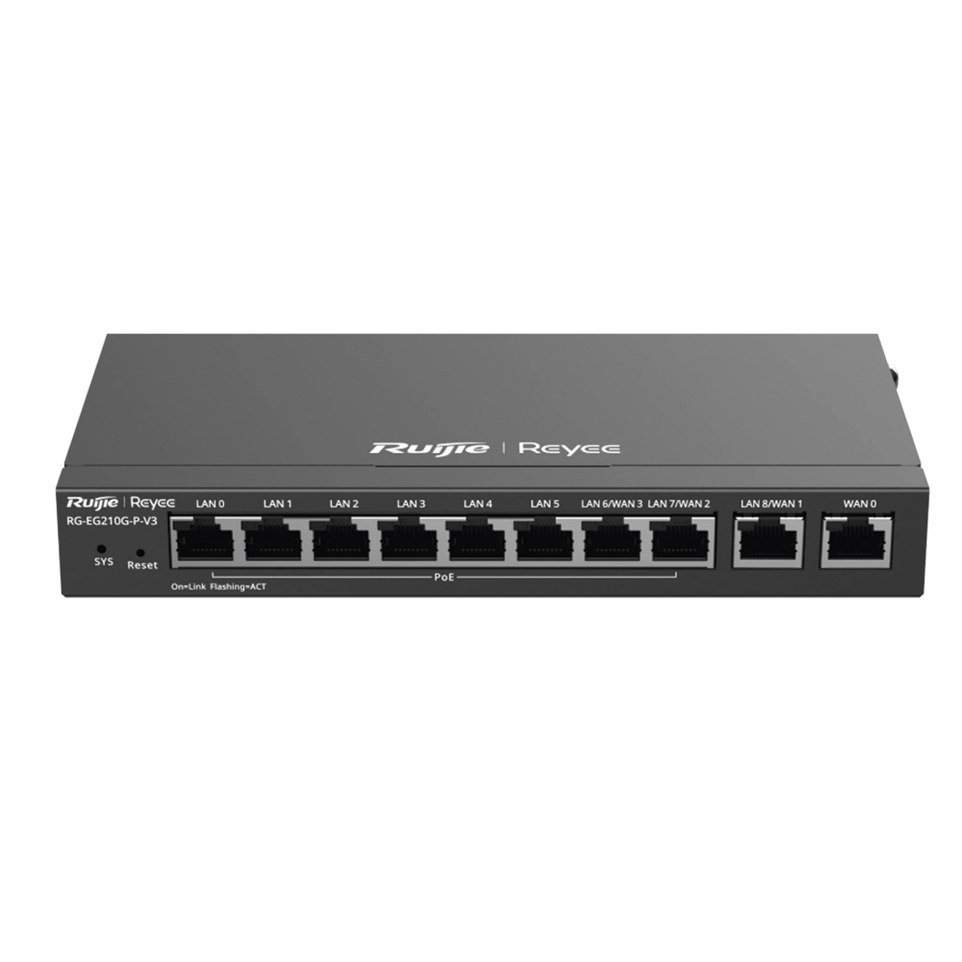 ROUTER BALANCEADOR CON FUNCIÓN SD-WAN, POE+ HASTA 110W, 10 PUERTOS GIGABIT (8 PUERTOS POE), SOPORTA 4X WAN CONFIGURABLES, HASTA 200 CLIENTES CON DESEMPEÑO DE 1,000 MBPS-Networking-RUIJIE-RG-EG210G-P-V3-Bsai Seguridad & Controles