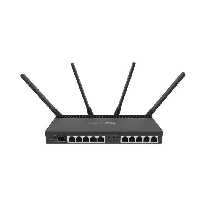 ROUTER CON WI-FI 4X4 MU-MIMO, HASTA 2 WATTS DE POTENCIA, ANTENAS DE 3 DBI, 10 PUERTOS GIGABIT, 1 PUERTO SFP+-Networking-MIKROTIK-RB4011IGS+5HACQ2HND-IN-Bsai Seguridad & Controles