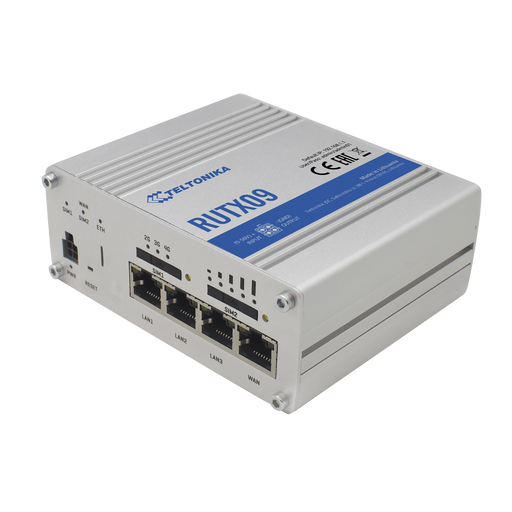 ROUTER INDUSTRIAL LTE(4.5G) CAT6, 4 PUERTOS GIGABIT, DOBLE RANURA SIM, GNSS-Networking-Teltonika-RUTX09-Bsai Seguridad & Controles