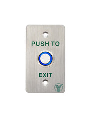 YLI PBK814BLED - BOTON LIBERADOR DE PUERTA DE ACERO INOXIDABLE CON LUZ LED AZUL / SALIDAS NO Y NC REQUIERE CAJA DE INSTALACION CLAVE 76017-Tarjetas y Botones-YLI ELECTRONIC-Bsai Seguridad & Controles