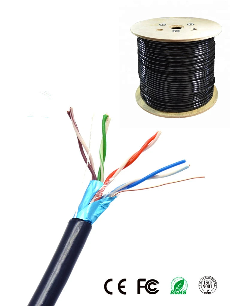 SAXXON OFTPCAT5ECOPE305N - CABLE BLINDADO FTP 100% COBRE / CATEGORIA 5E / COLOR NEGRO / EXTERIOR / 305 M / APLICACIONES CCTV / REDES DE DATOS/-Cable-SAXXON-Bsai Seguridad & Controles