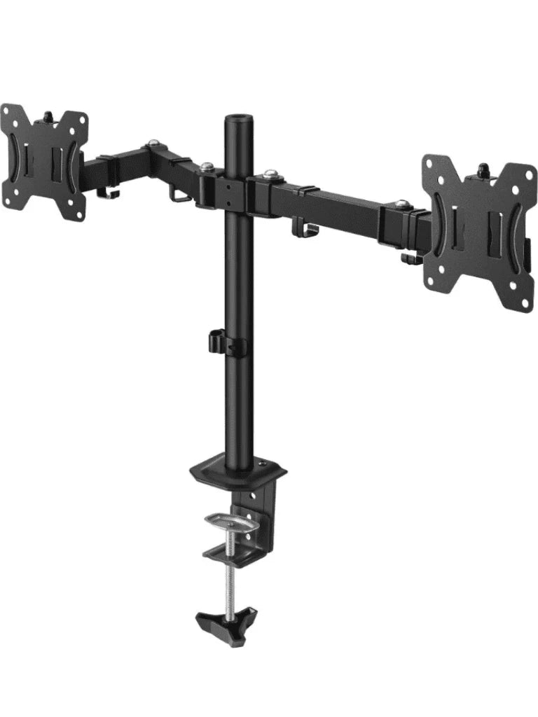 STEREN STV215 - SOPORTE DE ESCRITORIO PARA 2 MONITORES DE HASTA 32 PULGADAS /ESTÁNDAR VESA: 75X75/ 100X100/ AJUSTE INCLINACIÓN Y GIRO/ SOPORTA HASTA 8KG / ARTICULACIONES EN CADA BRAZO / COMPATIBLE CON MONITORES CURVOS/-Soportes y Bases-SAXXON-Bsai Seguridad & Controles
