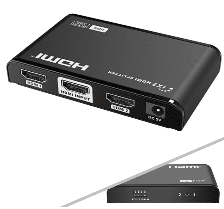 SAXXON LKV312HDR-V2.0 - DIVISOR DE VIDEO HDMI 4K DE 1 ENTRADA Y 2 SALIDAS/ SOPORTA RESOLUCIÓN 4KX2K @30HZ/ 1080P FULL HD/ DISTANCIA DE 10 METROS EN ENTRADA Y SALIDAS/ SWITCH EDID PARA AUTOAJUSTE DE RESOLUCIÓN/-Divisores / Splitters-SAXXON-Bsai Seguridad & Controles
