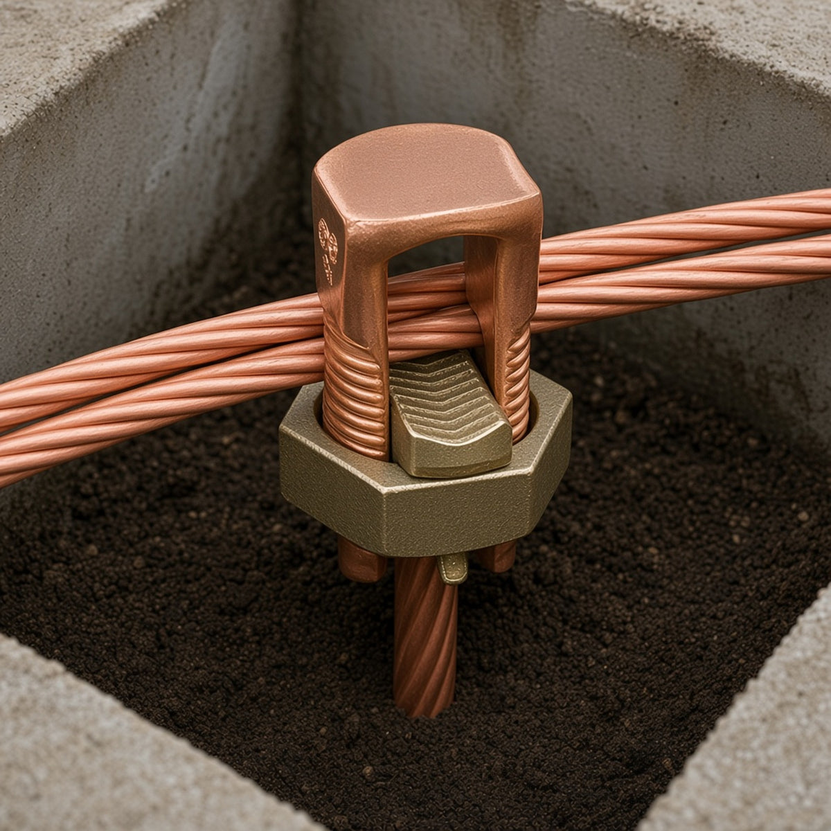 CONECTOR MECÁNICO DE PUESTA A TIERRA / COBRE / CALIBRE 8 A 6 AWG / 3 CABLES / CUERPO EXTRALARGO [SBC6S-C] instalado