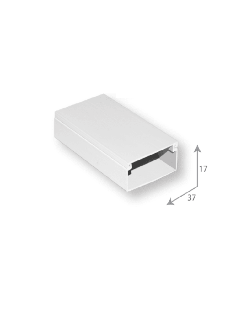 SBE TECH SEB-1737 - CANALETA PLÁSTICA / PVC / UNA VÍA / ALTO 1.7 CM, ANCHO 3.7 CM, LARGO 2 METROS-Faceplate Y Cajas Universales-SBE TECH-Bsai Seguridad & Controles