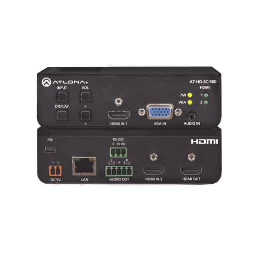 HDMI (2X) AND VGA SWITCHER W/ SCALER AND DISPLAY CONTROL-VoIP - Telefonía IP - Videoconferencia-ATLONA-AT-HD-SC-500-Bsai Seguridad & Controles