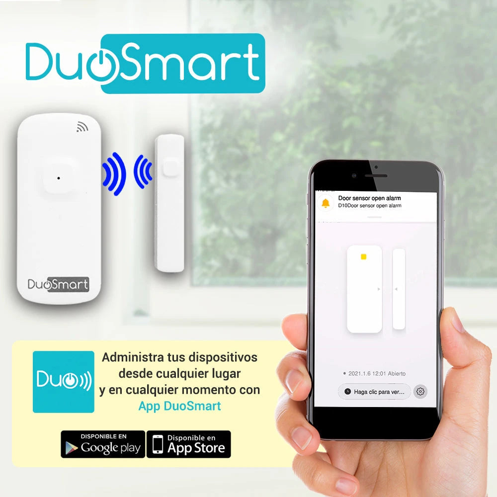 SENSOR MAGNETICO WIFI 2.4GHZ STANDALONE DUOSMART D10 BATERIA RECARGABLE REPORTA DIRECTO A APP DUOSMART COMPATIBLE CON ALEXA Y GOOGLE HOME-Automatizacion - Casa Inteligente-DUOSMART-Bsai Seguridad & Controles