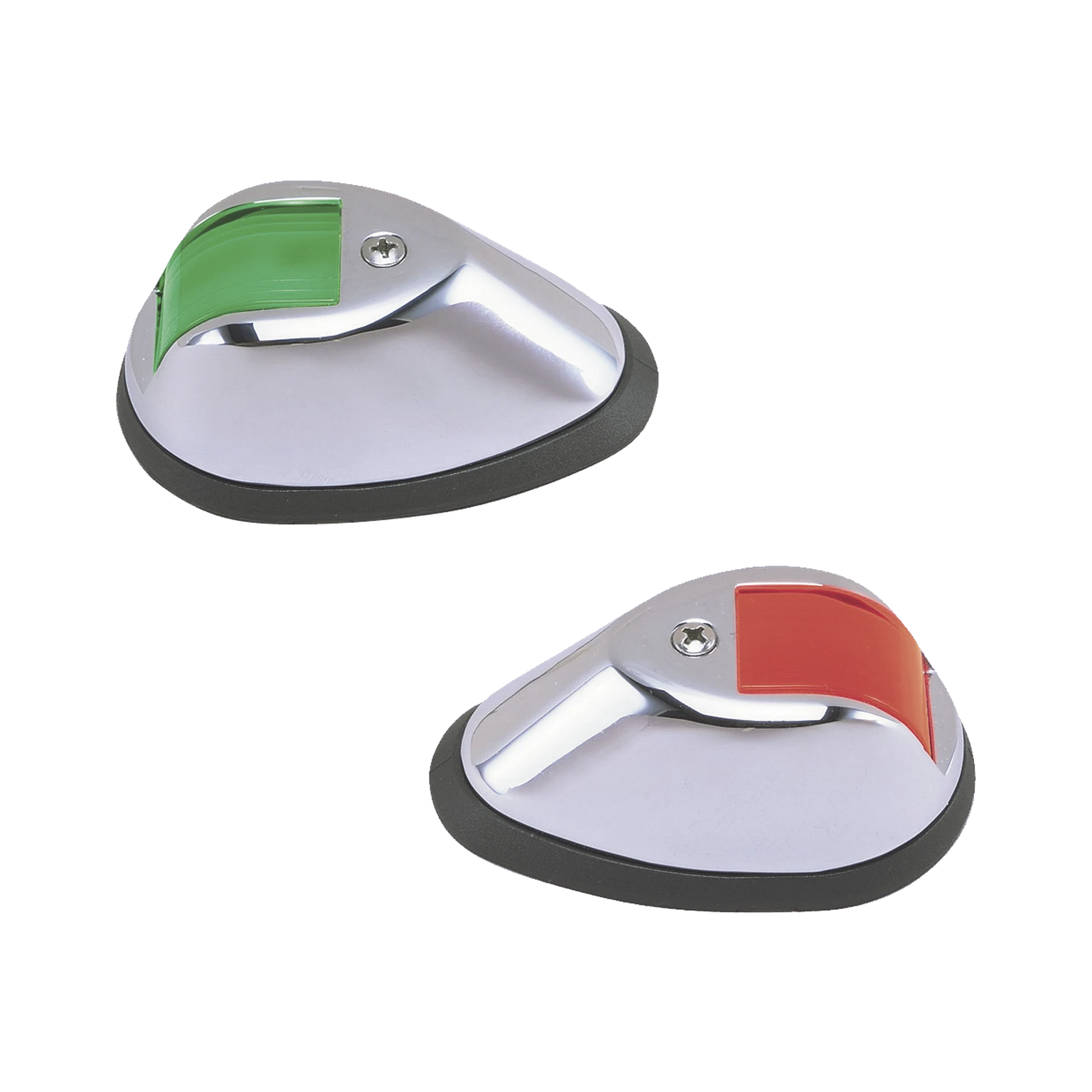 SET DE LUCES DE NAVEGACIÓN VERTICALES EN CARCASA CROMADA EN COLOR ROJO/VERDE PARA EMBARCACIONES A MOTOR DE HASTA 20 METROS-Soluciones Marinas-PERKO-Bsai Seguridad & Controles