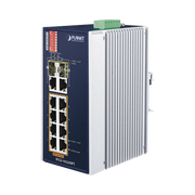 SWITCH INDUSTRIAL POE NO ADMINISTRABLE DE 8 PUERTOS 10/100TX 802.3AT, HASTA 240 W, COMBO TP / SFP GIGABIT TP / SFP (-40 ~ 75 GRADOS C)-Networking-PLANET-Bsai Seguridad & Controles