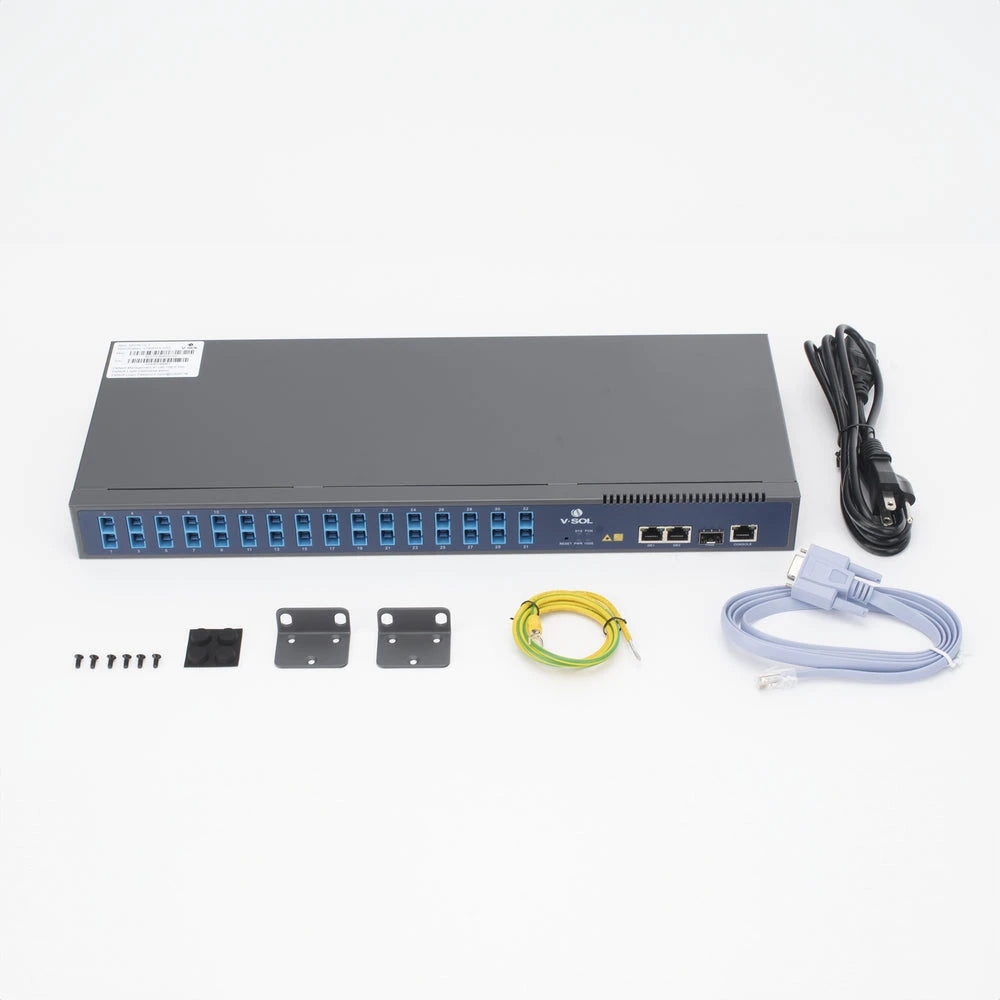 OLT DE 1 GPON PUERTO CON SPLITTER DE 1 A 32 SC/UPC INCLUIDO + 3 PUERTOS UPLINK (2 PUERTOS GIGABIT ETHERNET + 1 PUERTO SFP/SFP+) , HASTA 128 ONUS-Redes FTTH/PON-V-SOL-Bsai Seguridad & Controles
