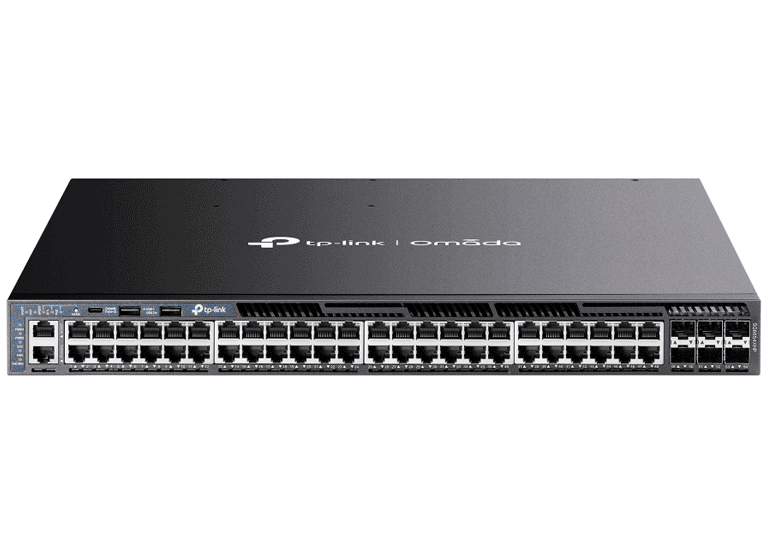 TP-LINK SG6654XHP - SWITCH OMADA L3 STACKABLE DE 48 PUERTOS POE+ GIGABIT Y 6 PUERTOS SFP+ 10G , 1440W , STACKING FÍSICO , FUNCIONES L3 ENTERPRISE. RIP, OSPF, ECMP, VRRP, PIM-DM, DHCP SERVER/RELAY , ALTA DISPONIBILIDAD , VRRP Y ERPS , INTERFAZ WEB , CLI.-Switches POE-TP-LINK-Bsai Seguridad & Controles