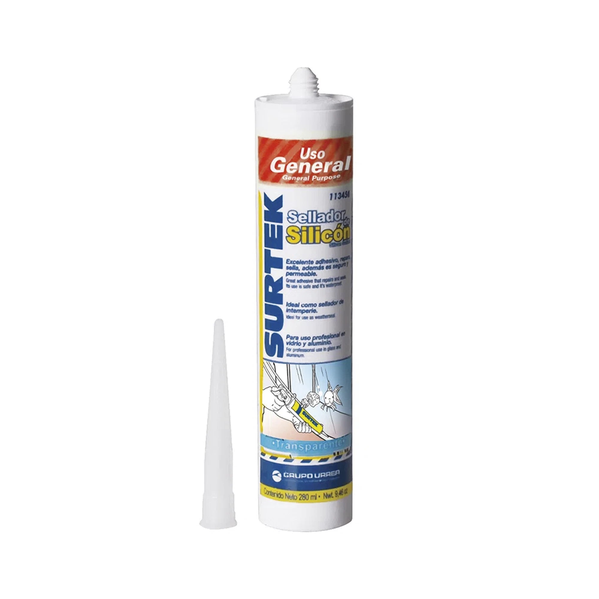SILICÓN SELLADOR TRANSPARENTE DE USO GENERAL (280 ML).-Herramientas-SURTEK-Bsai Seguridad & Controles