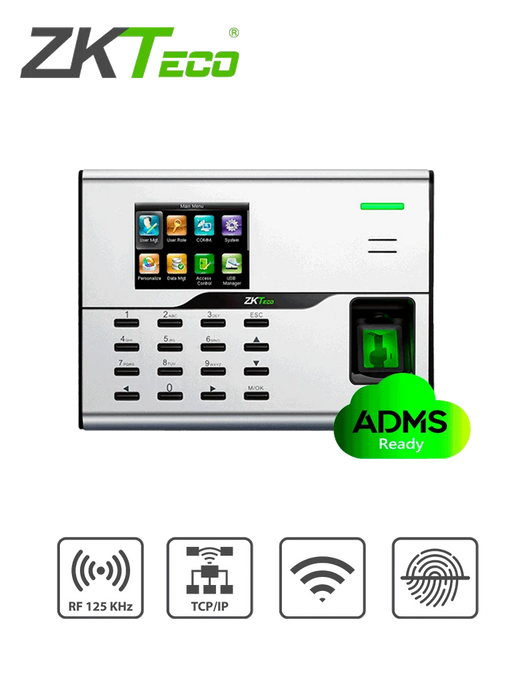 ZKTECO UA860ID - CONTROL DE ACCESO Y ASISTENCIA SIMPLE / 3000 USUARIOS / 3000 TARJETAS ID / 50000 REGISTROS / TCPIP / WIFI / ADMS / #SINCONTACTO-Huella-ZKTECO-ZAS153011-Bsai Seguridad & Controles