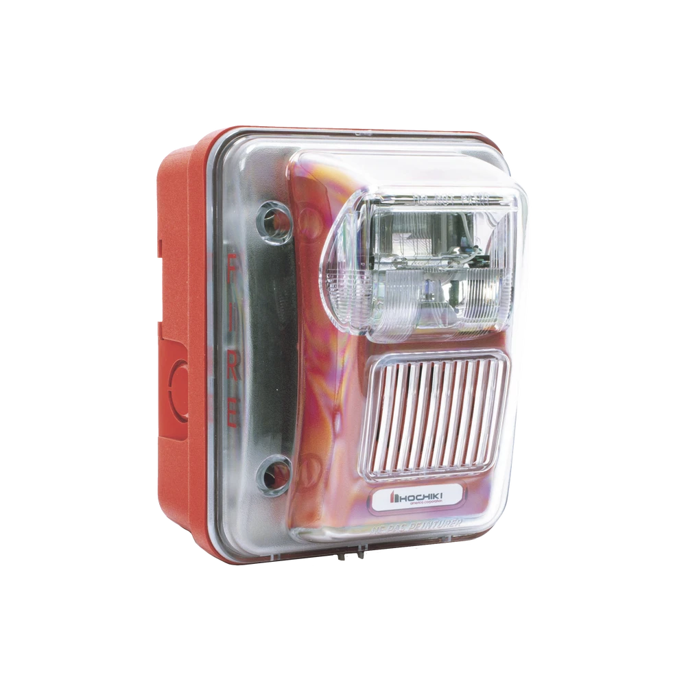 SIRENA ESTROBO PARA EXTERIOR, MONTAJE EN MURO, COLOR ROJO-Sirenas-HOCHIKI-Bsai Seguridad & Controles