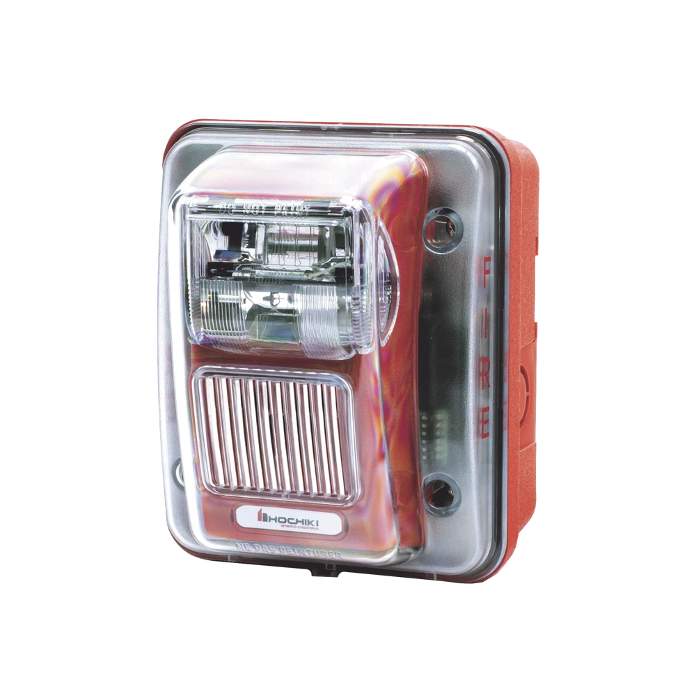 SIRENA ESTROBO PARA EXTERIOR, MONTAJE EN MURO, COLOR ROJO-Sirenas-HOCHIKI-Bsai Seguridad & Controles