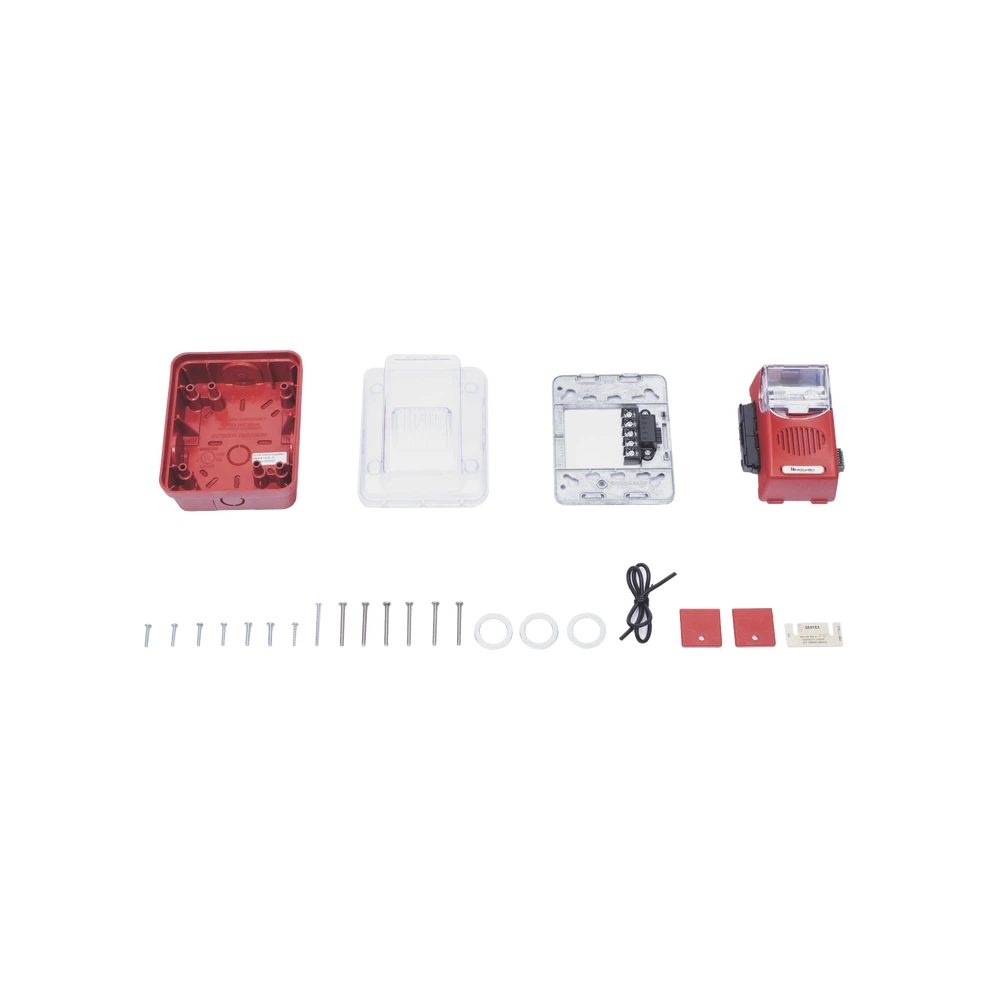 SIRENA ESTROBO PARA EXTERIOR, MONTAJE EN MURO, COLOR ROJO-Sirenas-HOCHIKI-Bsai Seguridad & Controles